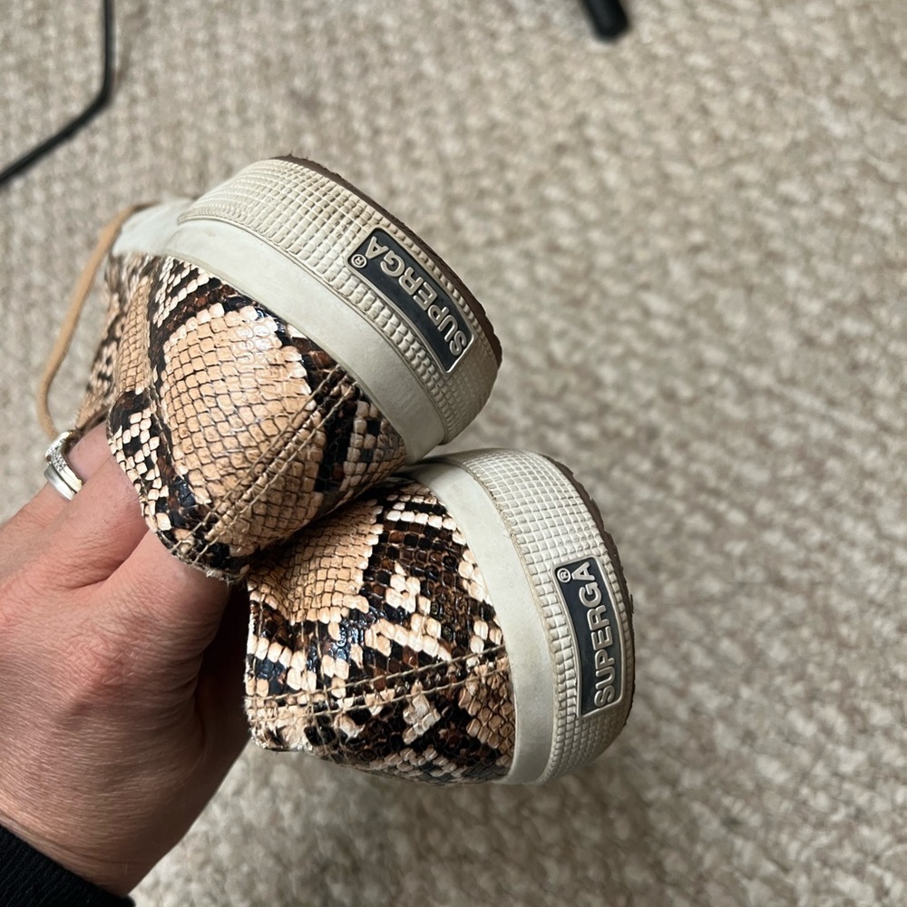 Superga Synth Python Snake Print Lace Up Sneakers… - image 5